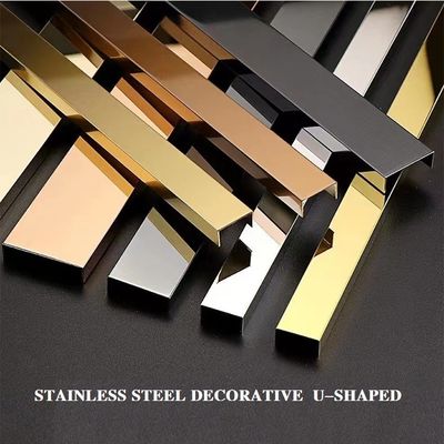 Canale a U in acciaio inossidabile 304 con rivestimento PVD U15mm per protezione decorativa delle pareti