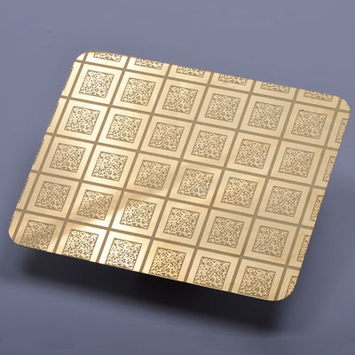 PVD Color Gold 8K Super Mirror Engraved Stainless Steel Sheet 304 Grade per applicazioni in ascensore