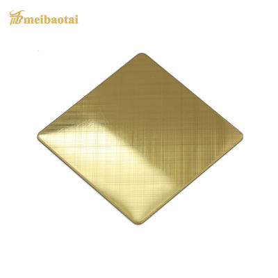 0.55mm Spessore Oro PVD rivestito 304 lamiera in acciaio inossidabile in 1219x2438mm Hairline Finish