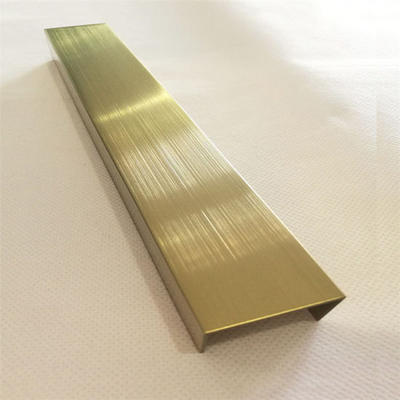 SS201 304 Gold Hairline Mirror Stainless Steel Tile Trim U Shape Profile decorativo