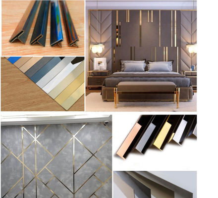 JIS Piastrelle in acciaio inossidabile Trim Profile U decorativo con scanalatura V