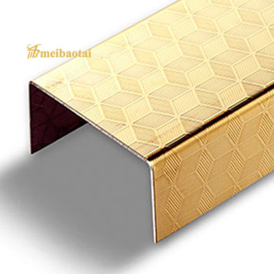 Profilo decorativo per battiscopa in acciaio inossidabile 304, finitura oro/argento, a forma di U, lunghezza 3050 mm