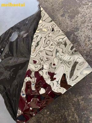 Prezzo buono Champagne Oro Blu Specchio Acqua Ripple Rustles lamiera di acciaio Decorazione di pareti soffitto ufficio in linea