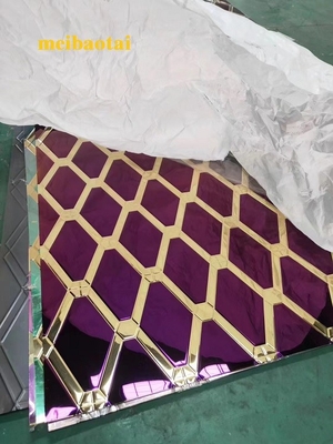 Arredamento in acciaio inossidabile a base di diamanti oro e viola