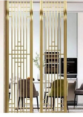 Prezzo buono Divisoria per interni in acciaio inossidabile placcato oro con spessore di 8 mm e design personalizzato per la decorazione alberghiera in linea