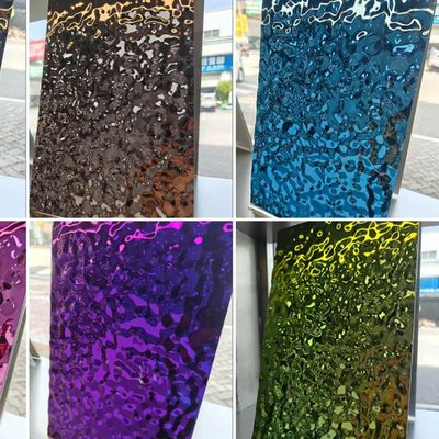 304 acciaio inossidabile spessore 0,65 mm specchio argento rifinitura ondulazione di acqua timbrato PVD rivestito lamiera di acciaio inossidabile