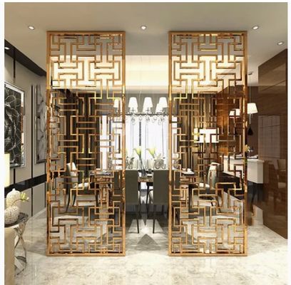 Divisoria Decorativa in Acciaio Inox a Specchio d'Oro per Hotel, Soggiorni