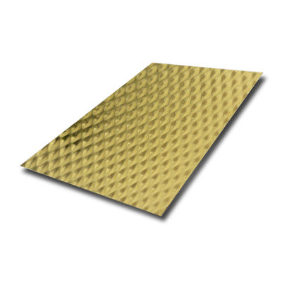 Prezzo buono 6WL Gold Mirror Embossed Stainless Steel Sheet con spessore di 0,85 mm e doppia pellicola in PVC per piastre metalliche decorative in linea