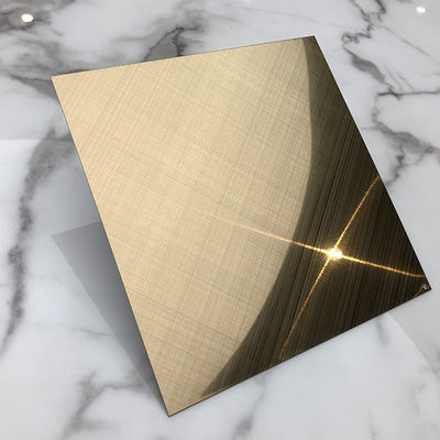 Lastra in acciaio inossidabile spazzolato oro champagne a quattro piedi con finitura capelli per applicazioni decorative