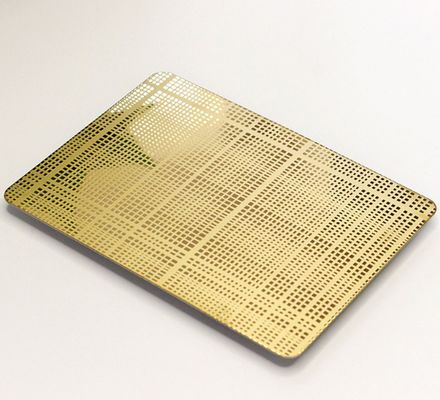 Prezzo buono Lastra decorativa in acciaio inossidabile 304 con finitura a specchio dorato inciso, dimensioni 1219x2438mm in linea