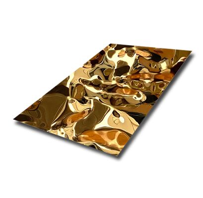 Lastra specchio oro 304 con onda d'acqua per pannello murale interno