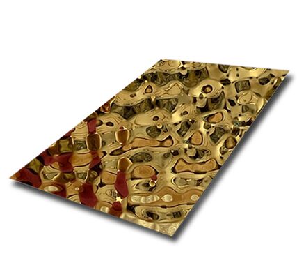 Prezzo buono Lastra in acciaio inossidabile 304 con finitura oro a specchio e motivo a onde d'acqua per pareti e soffitti in linea