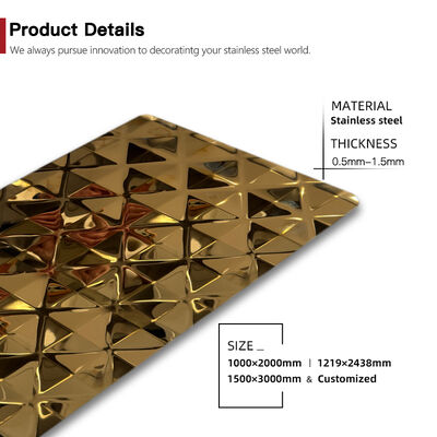 Prezzo buono Lamiera in acciaio inossidabile con design a diamante rivestito in PVD oro per decorazioni d'interni in linea
