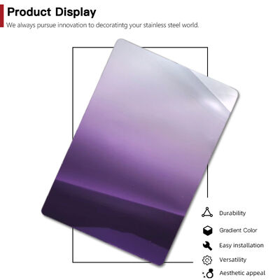 Prezzo buono PVD viola e grigio specchio a gradiente lucidato 304 Grade Decorative lamiera in acciaio inossidabile per la decorazione domestica in linea
