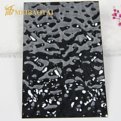 Piastra di acciaio inossidabile anodizzato PVD rivestito con acqua ondulata nera 1219mmx2438mm Dimensione per pareti e soffitti decorativi