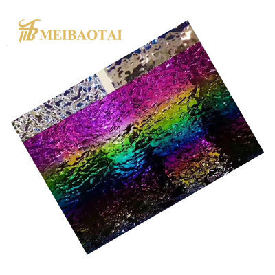 70 micron film in PVC arcobaleno PVD rivestito 304 acciaio inossidabile foglio ondulato acqua per il muro della cucina