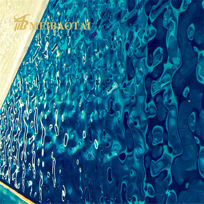 Lastra in acciaio inossidabile 201 con rivestimento PVD blu a onde d'acqua, spessore 0,65 mm, per decorazione soffitti