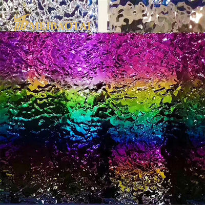 Lamiera in acciaio inossidabile con rivestimento arcobaleno PVD, spessore 0,65 mm, effetto onda d'acqua per decorazione murale da cucina