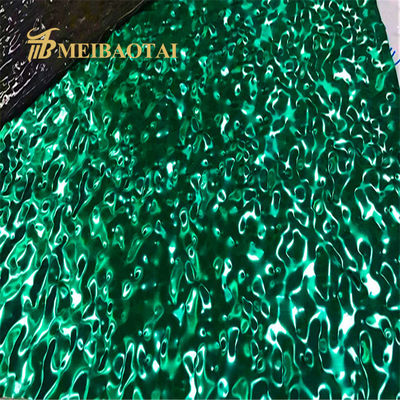 Lastra in acciaio inossidabile 304 con rivestimento PVD verde a onde d'acqua, dimensioni 1500x3000mm, per soffitti decorativi