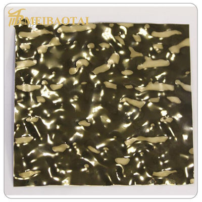 Lastra decorativa in acciaio inossidabile con finitura a specchio dorato e goffratura, spessore 0,85 mm, lunghezza 3048 mm