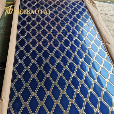 Piastra in acciaio inossidabile intagliata blu oro color misto diamante 4x8 piedi per decorazione del bancone