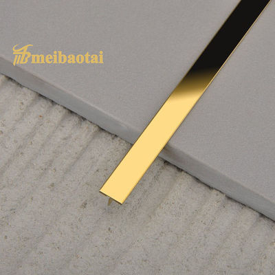 Finitura per piastrelle in acciaio inossidabile con specchio PVD oro sostenibile 20mm Finitura a T in SS per protezione decorativa delle pareti