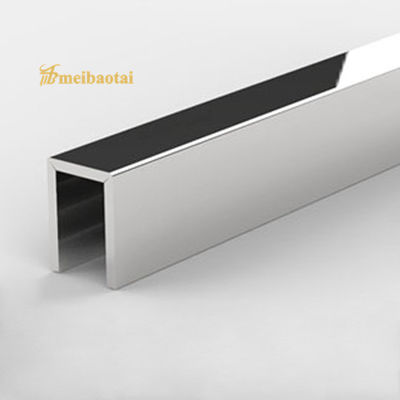 Prezzo buono Profil a U in acciaio inossidabile 201 finitura argento specchio, lunghezza 3 metri, per decorazione di porte e pareti in linea