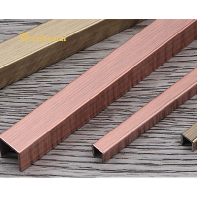 Finitura per piastrelle in acciaio inossidabile spazzolato a forma di U in bronzo rosa