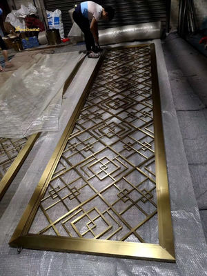 Prezzo buono 304 Champagne Mirror Divider in acciaio inox Decorazione alberghiera in linea