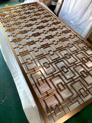 Prezzo buono Divisoria per interni in acciaio inossidabile tagliata al laser con rivestimento in oro rosa e dimensioni personalizzate in linea